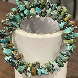 Vintage wrap around sterling and turquoise bracelet